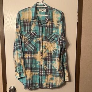 Crazy Train Teal and Yellow Plaid Men's Shirt